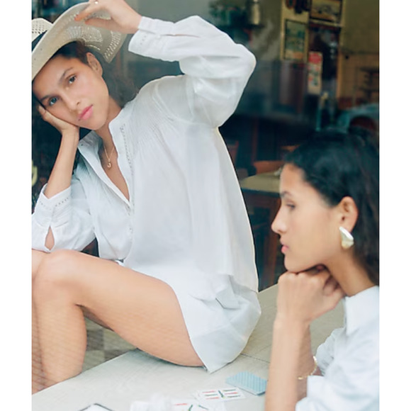 J Crew Pintuck Lace Trim Top L Pink NWT Blouse Shirt CI559 J.Crew Resort Ballet - Picture 6 of 8